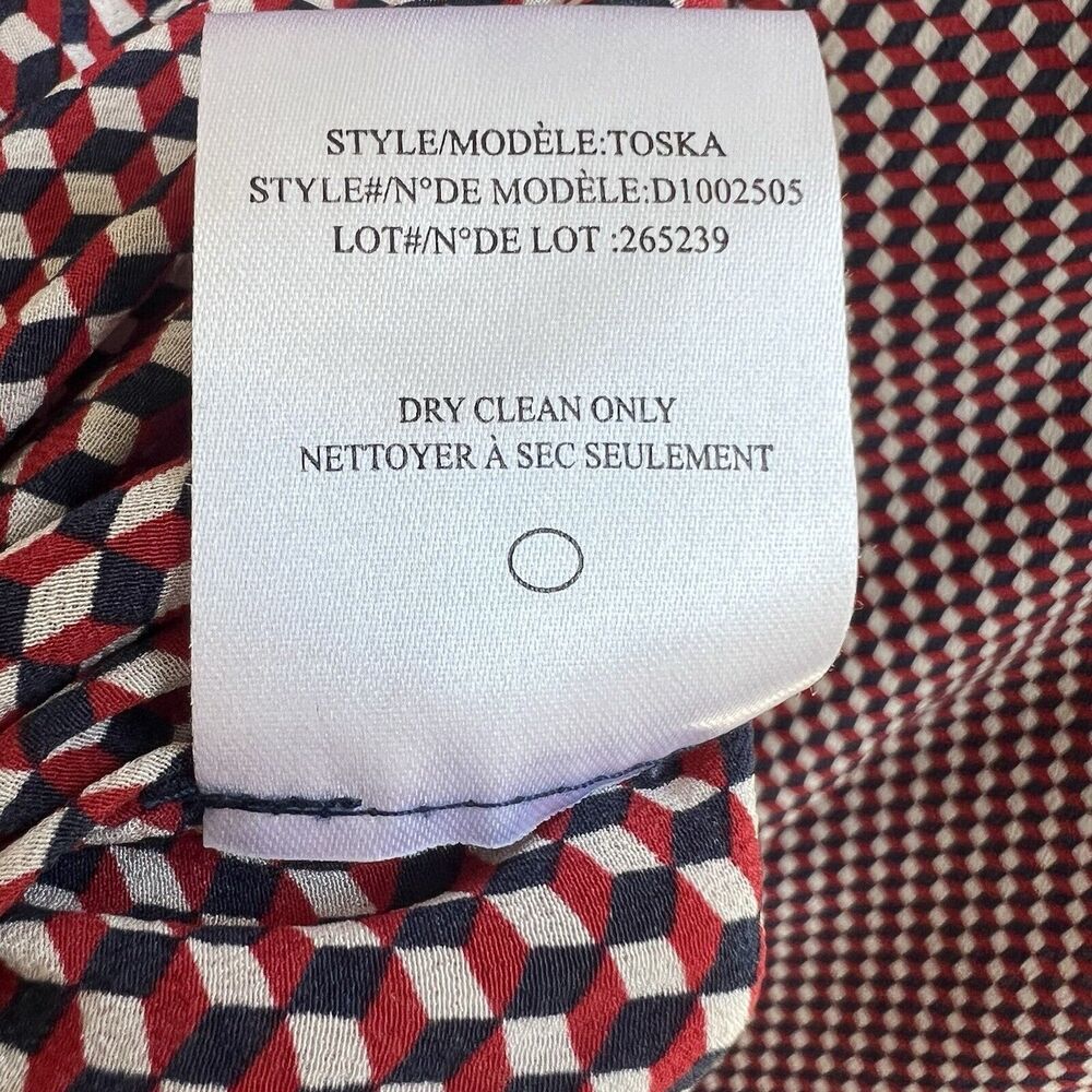 Theory Women's Toska Silk Blouse Long Slv Geometric Shirt Sz S Relaxed Fit - Picture 8 of 8